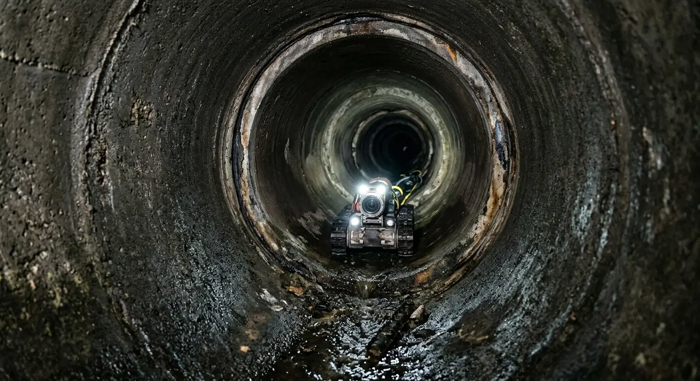 Robotic sewer camera inspecting pipe interior for Sewer Line Repair in Galesburg